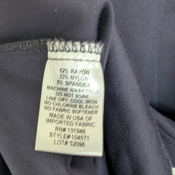 JUDE CONNALLY ALICE PONTE DRESS Navy Bell Sleeve Size Large Career Office - Picture 6 of 8